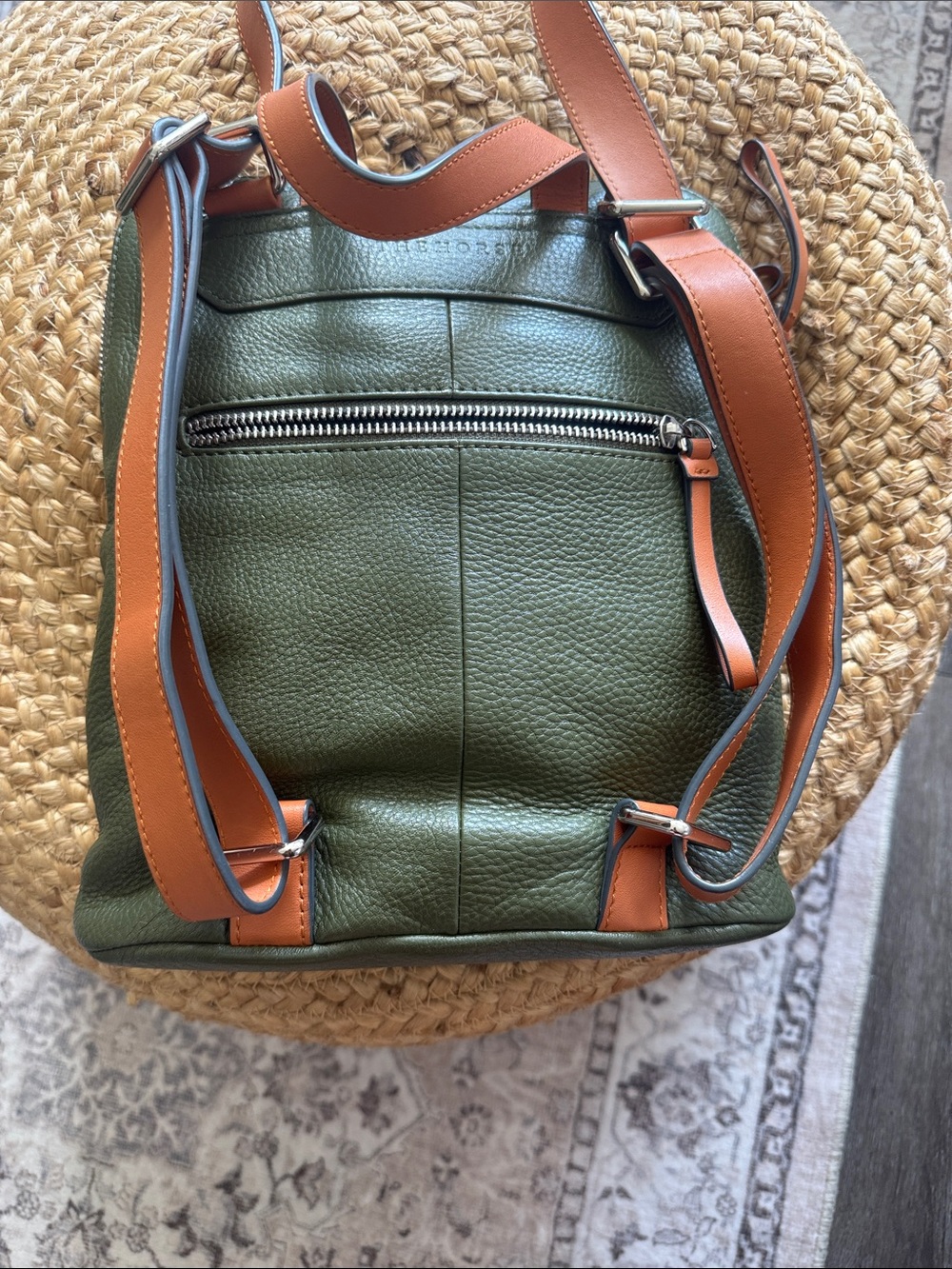 The Horse Olive Green Leather Backpack with Tan Straps - Picture 6 of 14